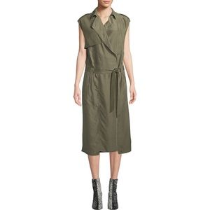 Rag & Bone Bailee Sleeveless Trench Midi Dress in Olive Green Size XS